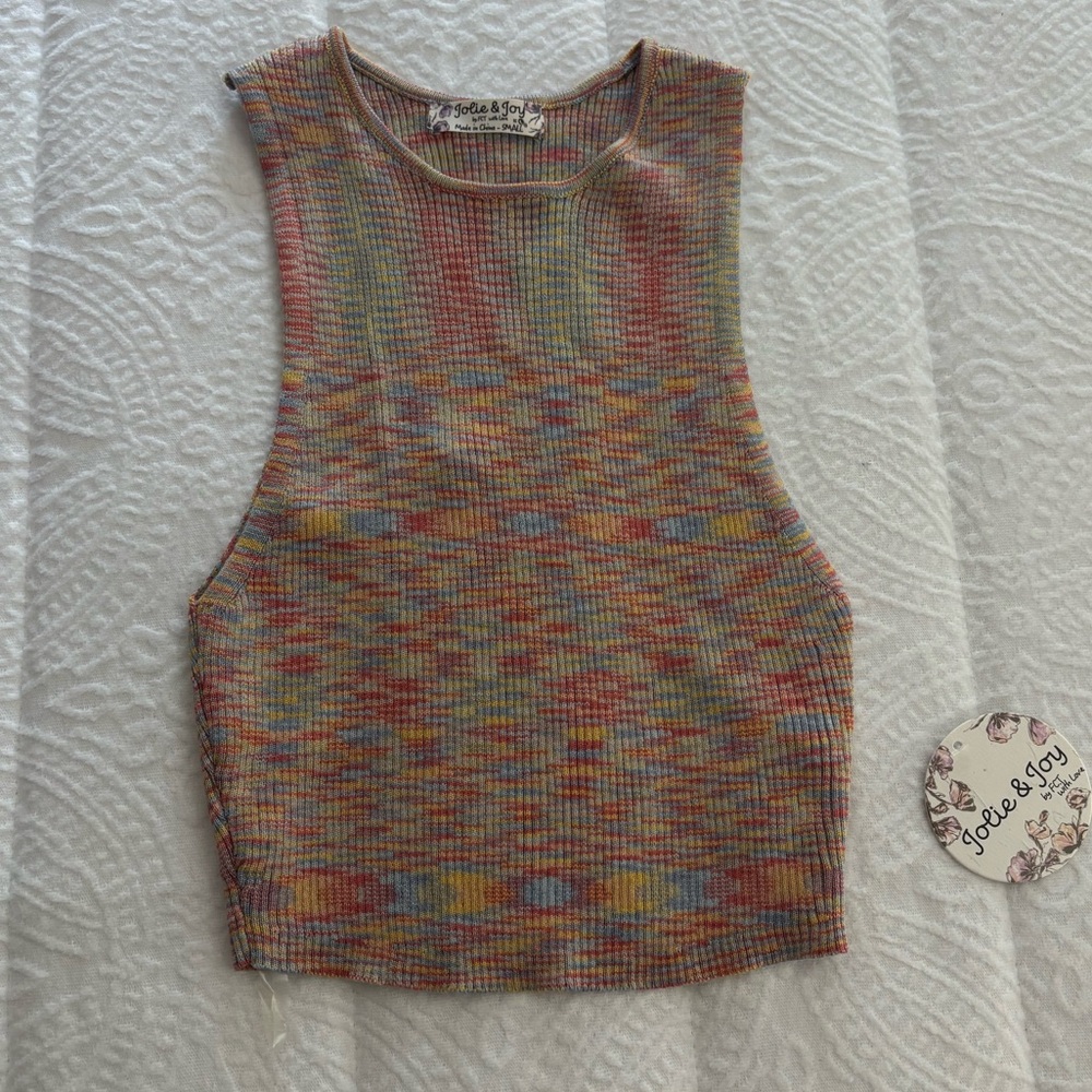 Multicolor Ribbed Crop Top - Picture 2 of 3